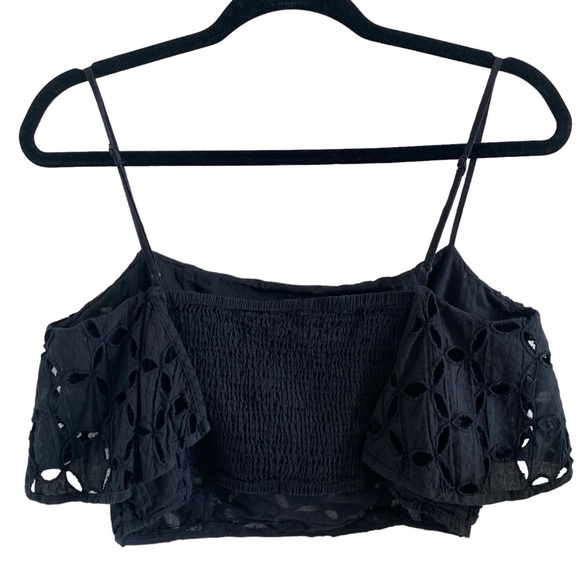 Eyelet Crop Top With Ruffle Flounce Detail & Adjustable Straps - Picture 6 of 10